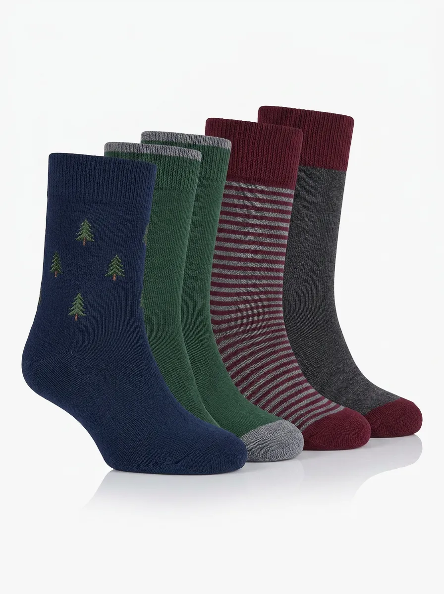 Tree Forest Striped Men's Four-Pair Long Socks