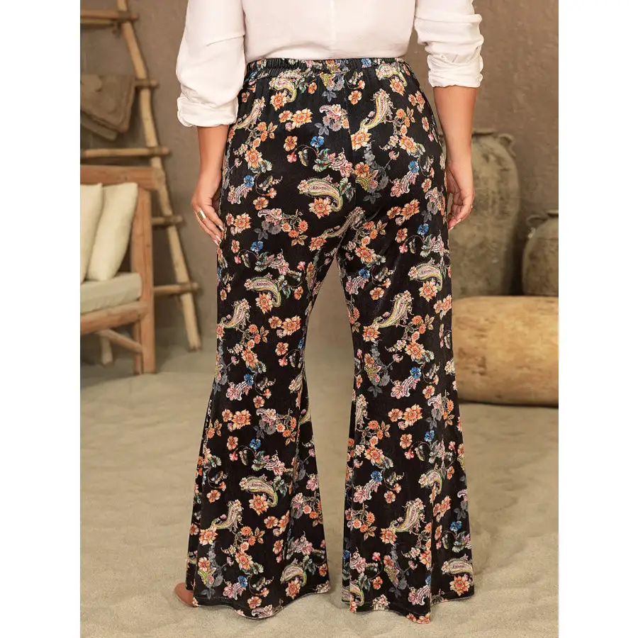 Plus Size Wide Leg Printed Pants