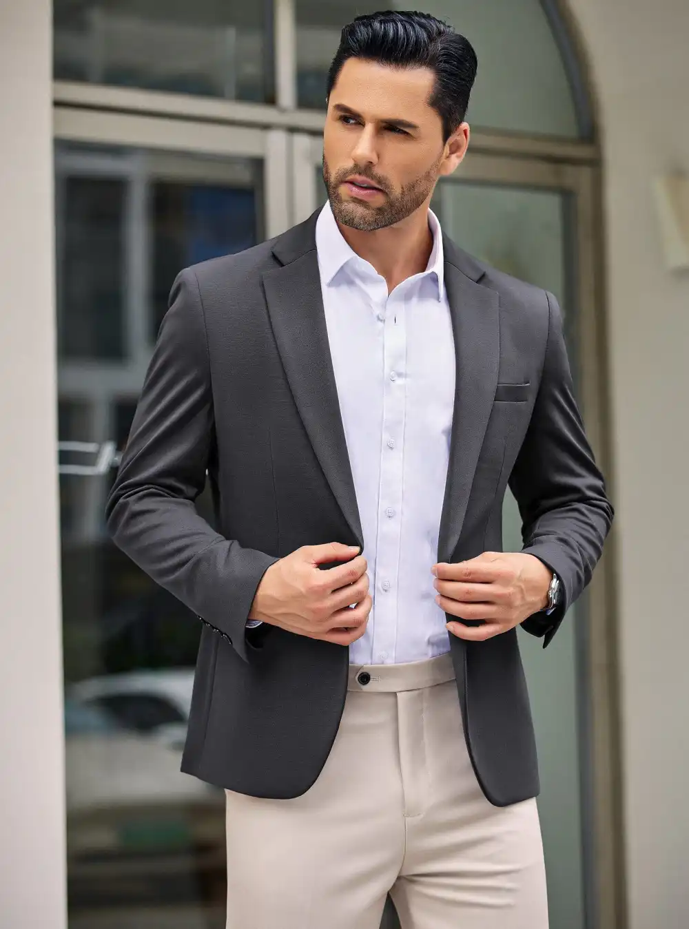 Simple One Button Blazer Jacket