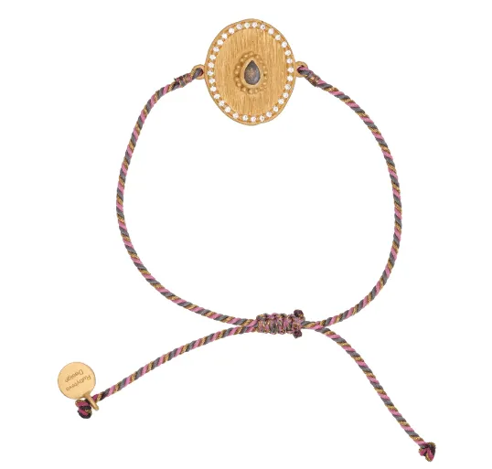Labradorite Zirconia Adjustable Silk Bracelet