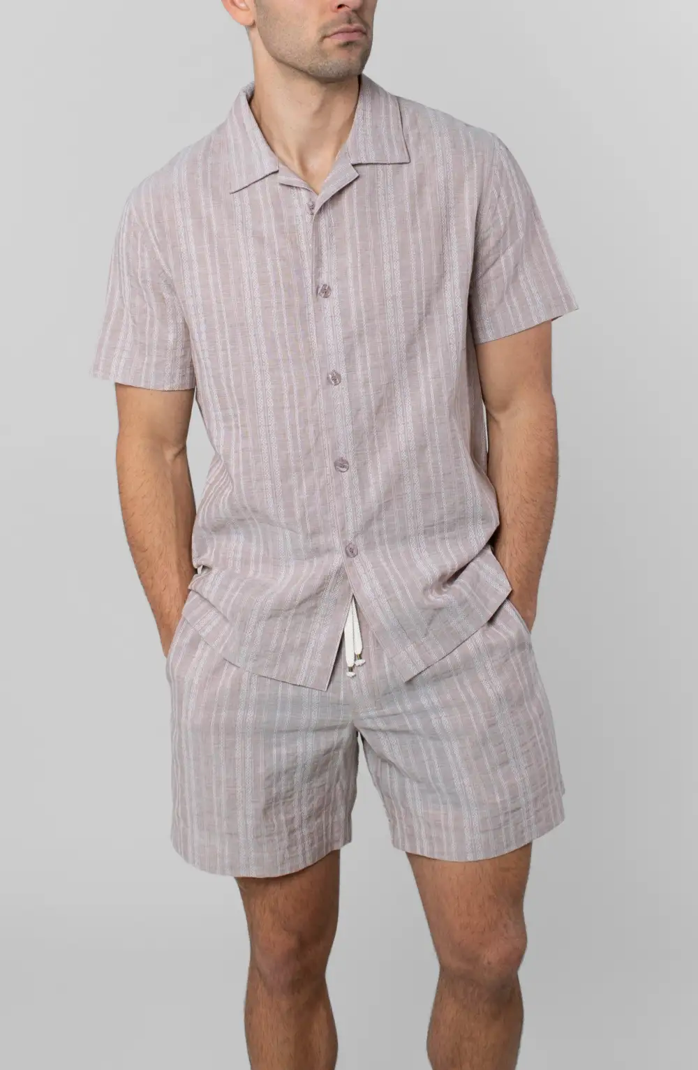 Men's Lightweight Cotton Linen Drawcord Shorts