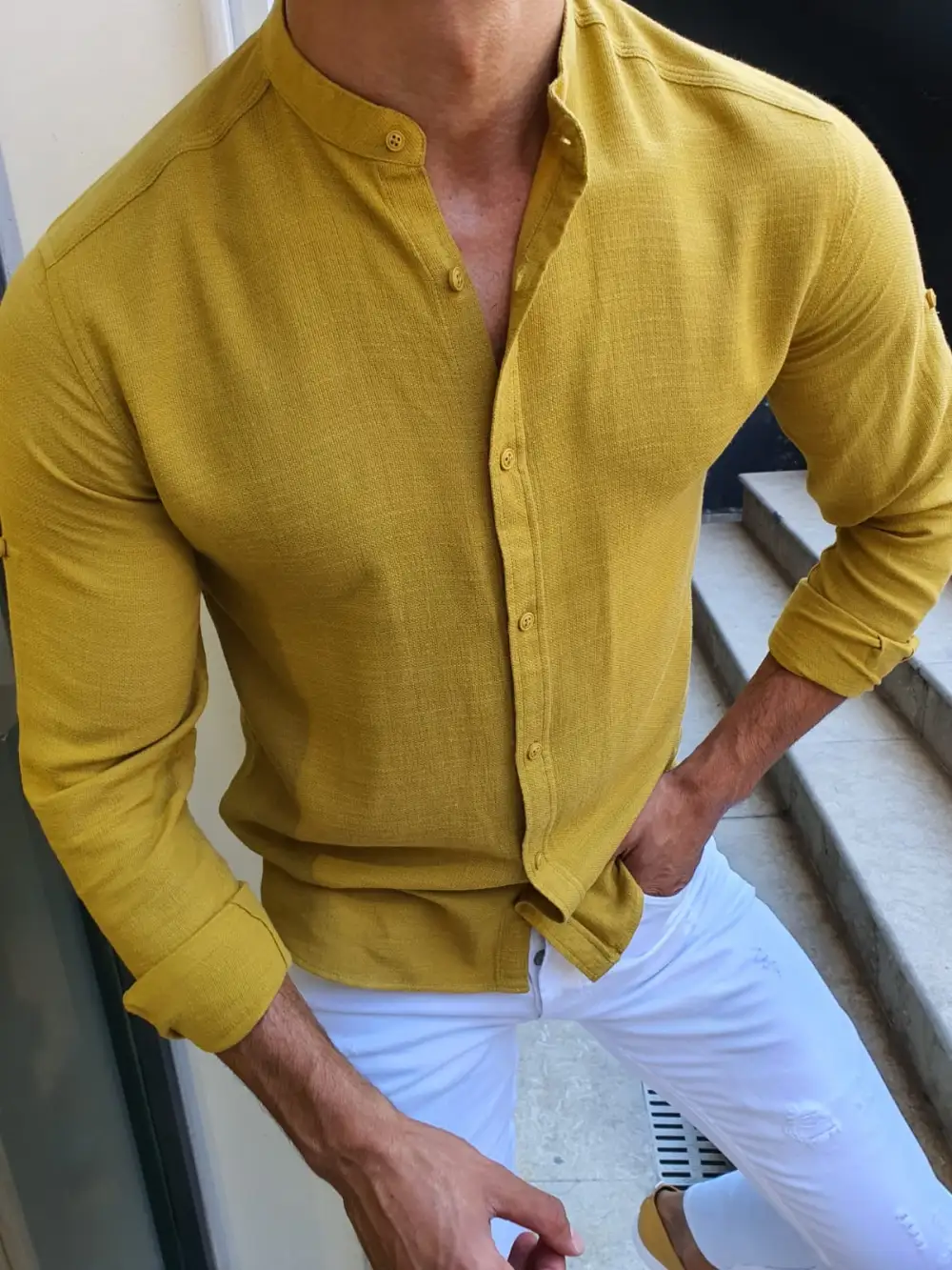 Classic Textured Slim Fit Cotton Casual Shirt