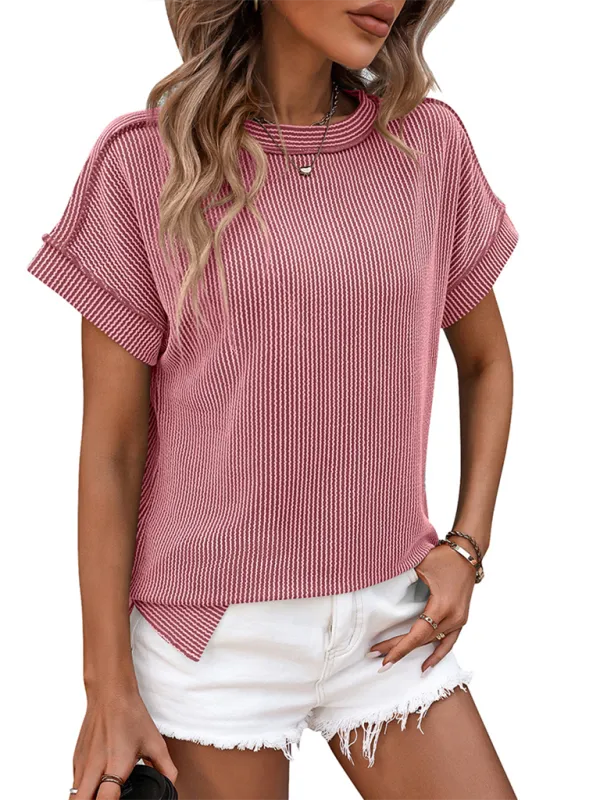 Refined Round-Neck Short-Sleeve Knit Relaxed-Fit T-Shirt