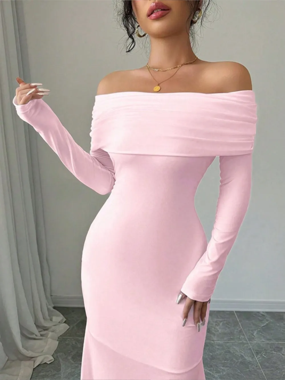 Clean Line Long Sleeve Maxi Dress