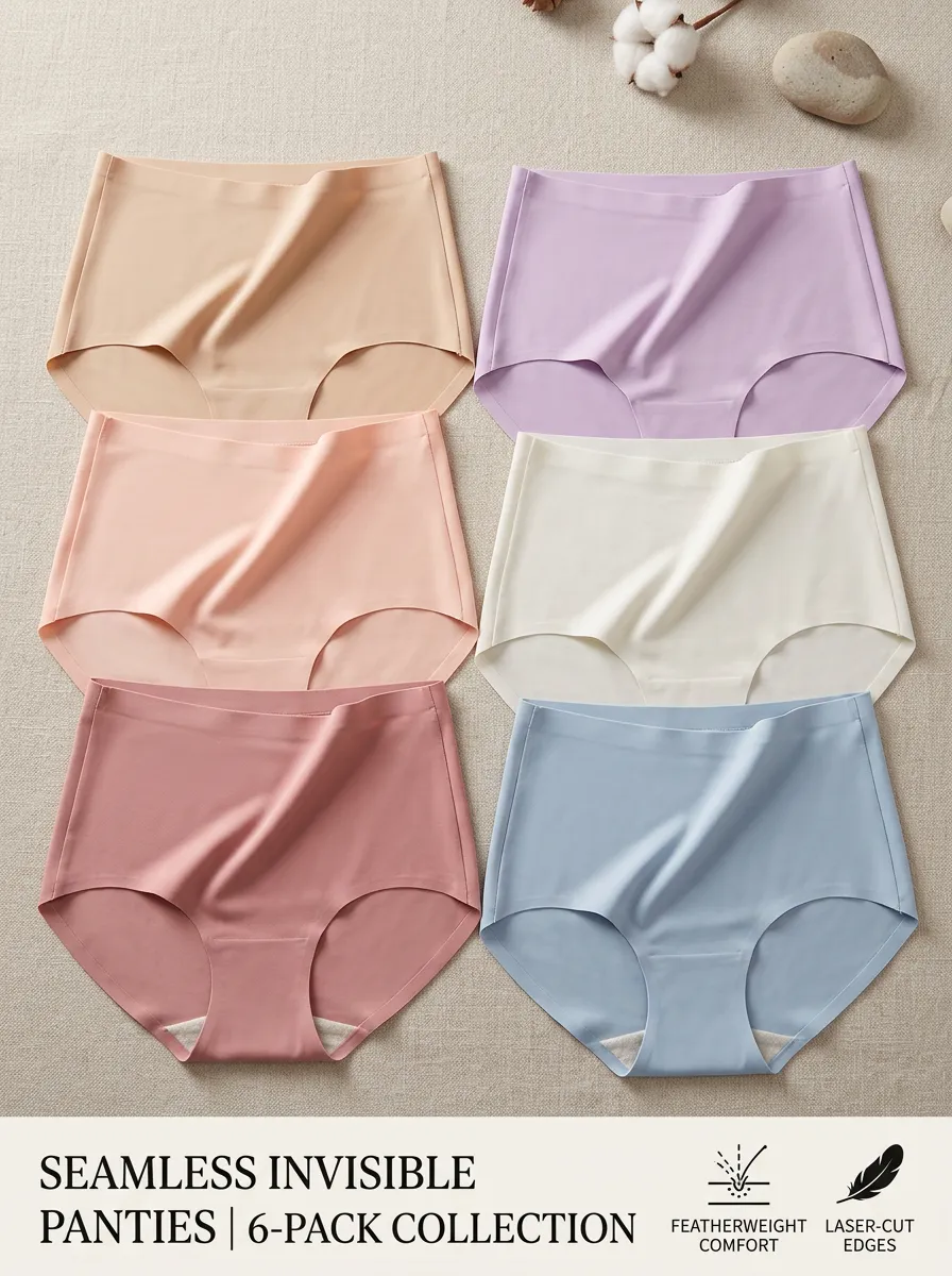 Women's Seamless Laser-Cut Invisible 6-Pack Shaping Briefs