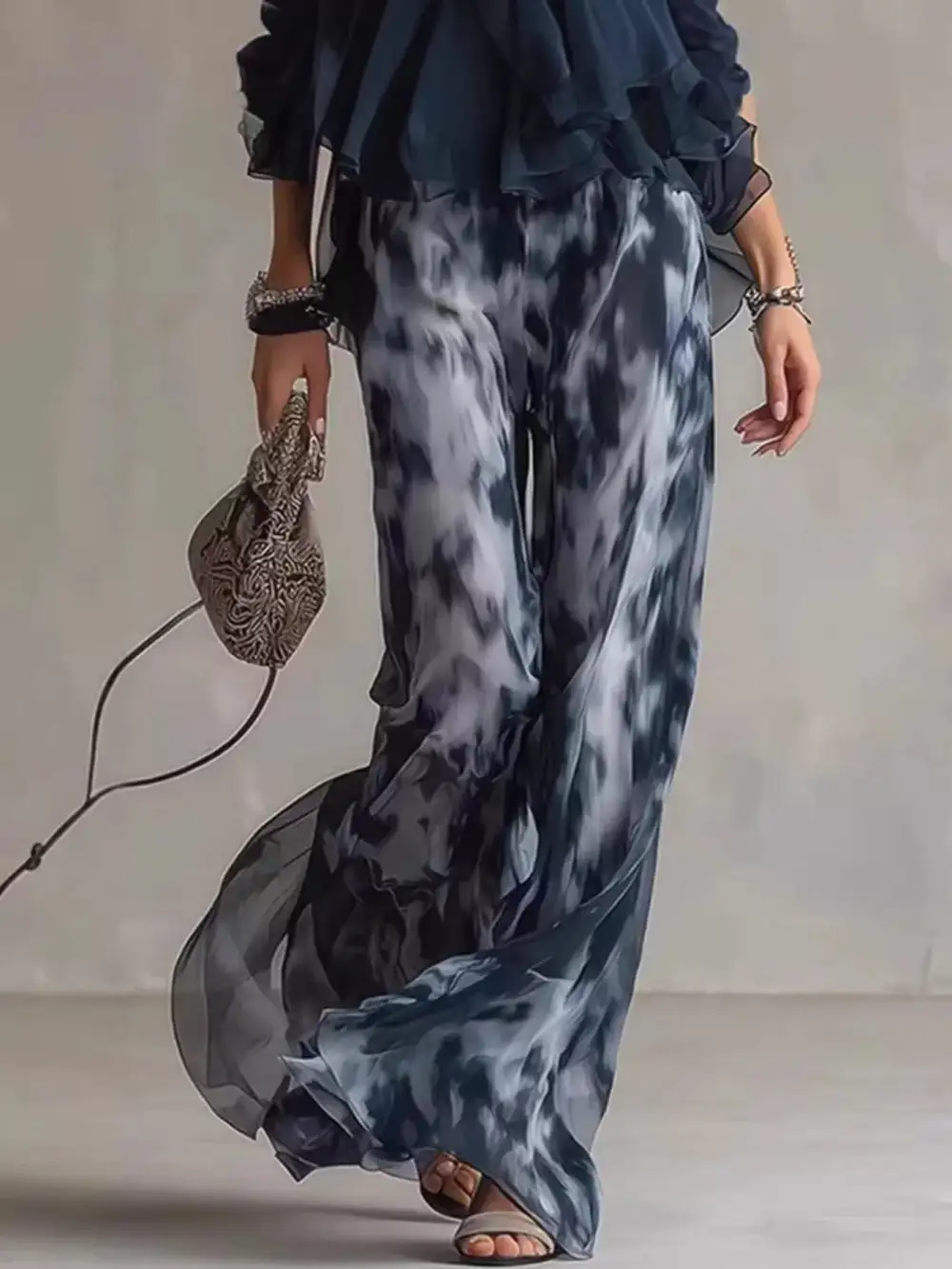 Halter Neck Top and Tie Dye Wide Leg Pants
