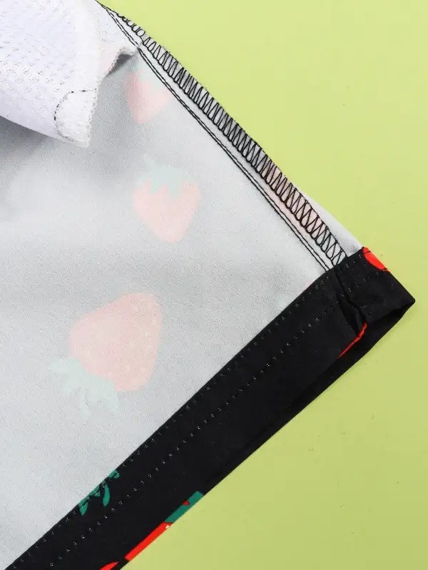 Men's Strawberry Print Drawstring Swim Trunks