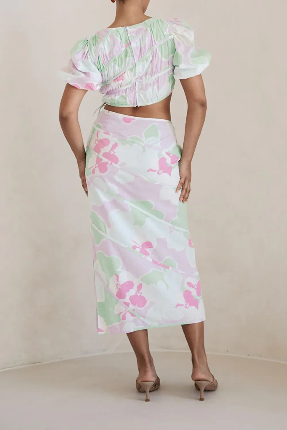 Pastel Print Midi Skirt
