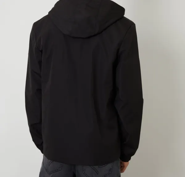 Men's Black Water-Resistant Hooded Microfleece Lined Jacket