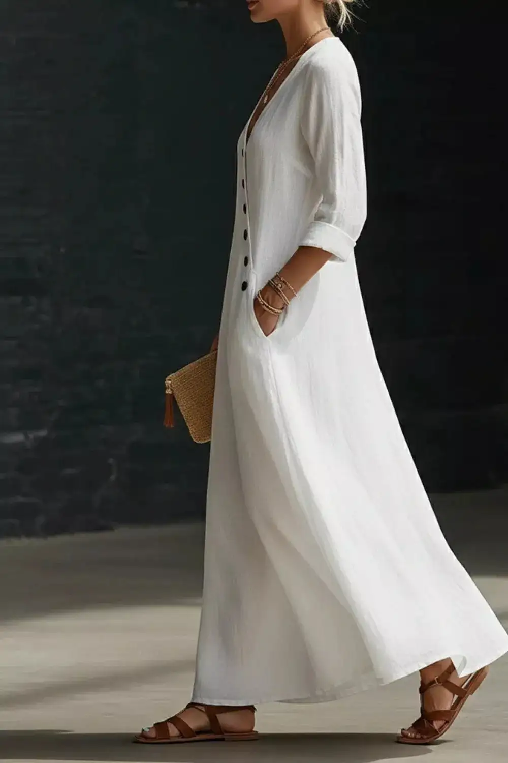 Surplice Long Sleeve Maxi Dress