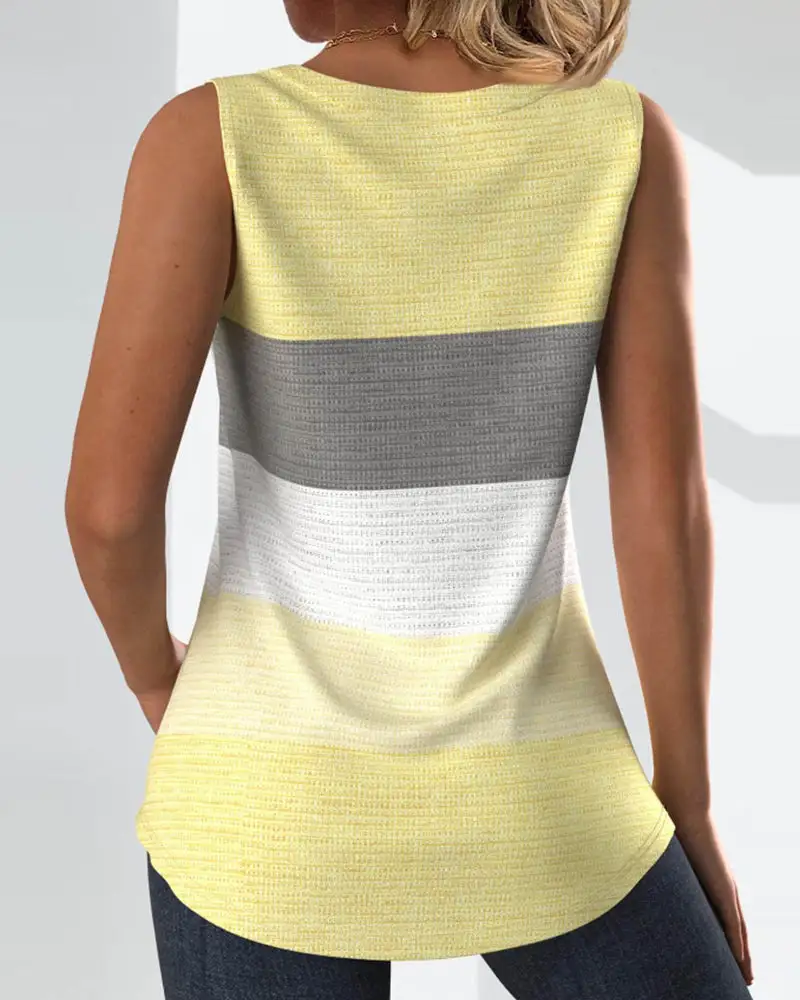 Striped Button Front Blouse