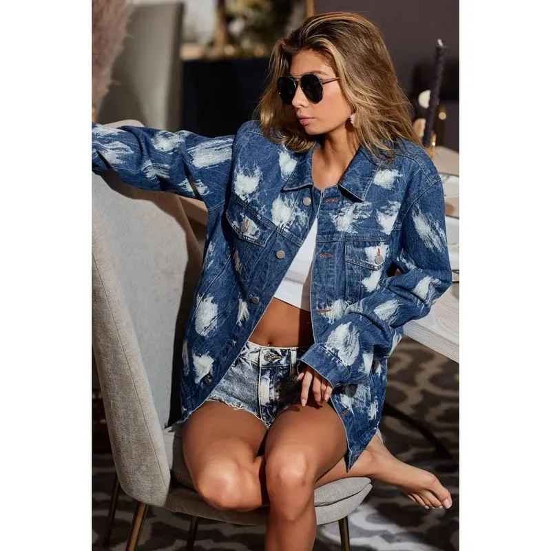Washed Tie-Dye Denim Jacket