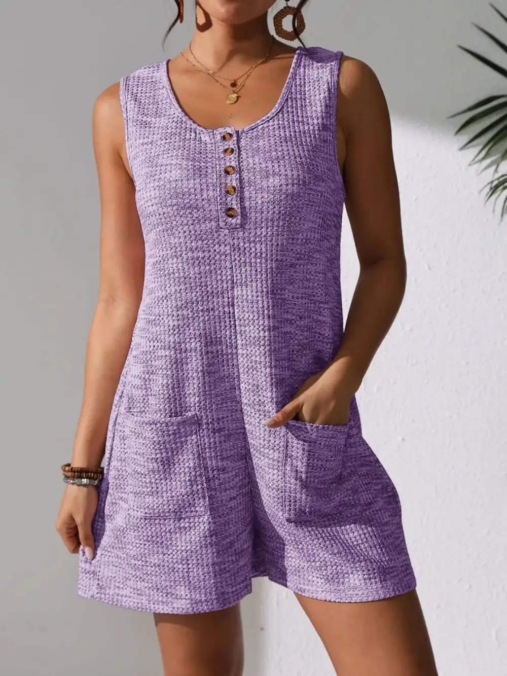 Everyday Button Front Pocket Romper