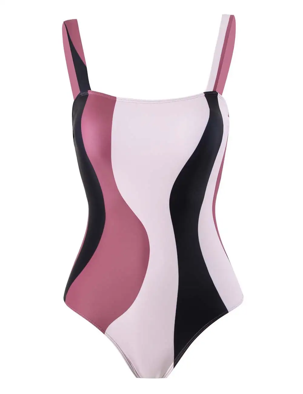 Striped Print One Piece Swimwear with Sarong