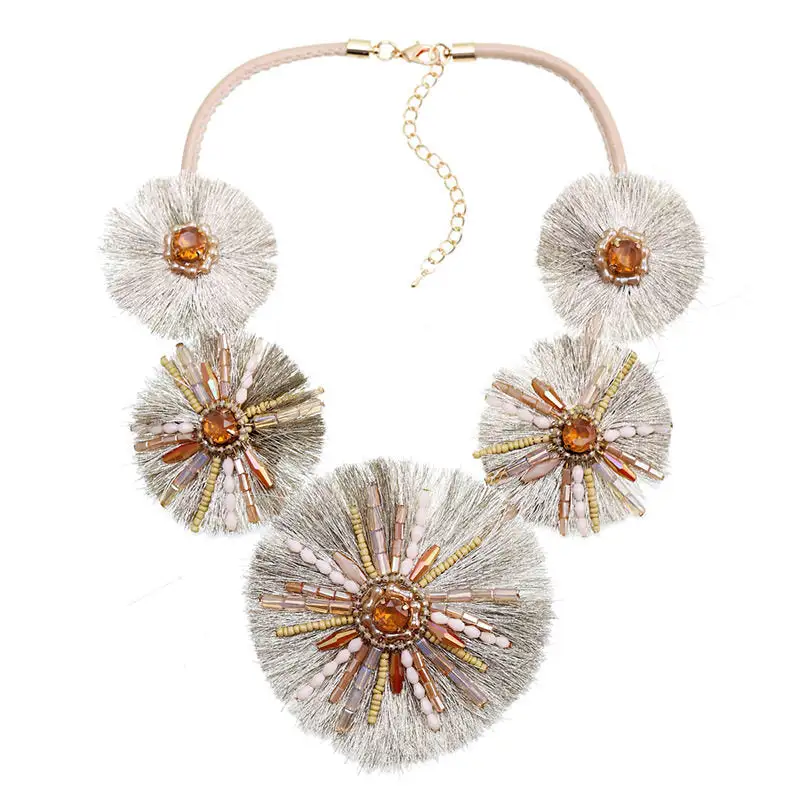 Crystal Fringe Necklace With Circles
