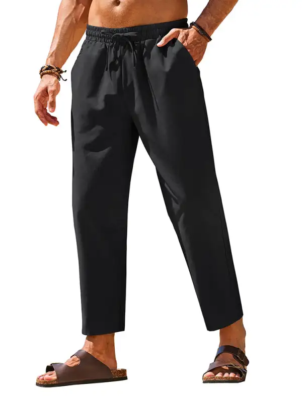 Casual Linen Blend Summer Trousers Pants
