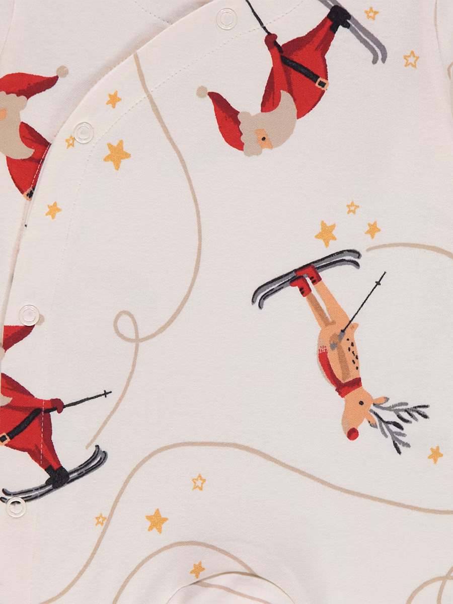 Christmas Cream Jingle Reindeer Matching Family Baby Sleepsuit detail 1
