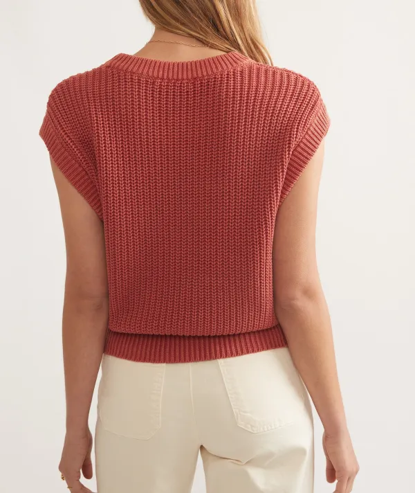 Sleeveless Knit Vest with Patterned Front
