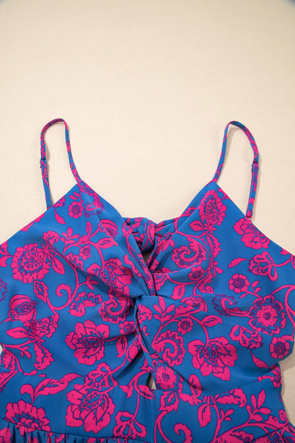 Blue Floral Tie Back Maxi Dress