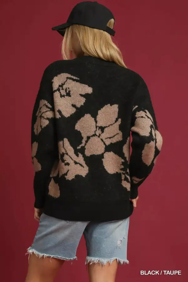 Long Sleeve Floral Sweater