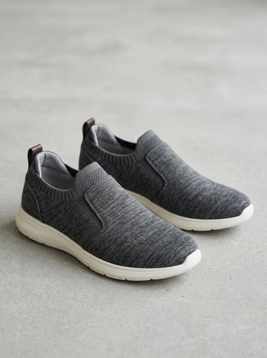 Outdoor-Inspired Knit Graphic Detail Men's Stretch Canvas Shoes