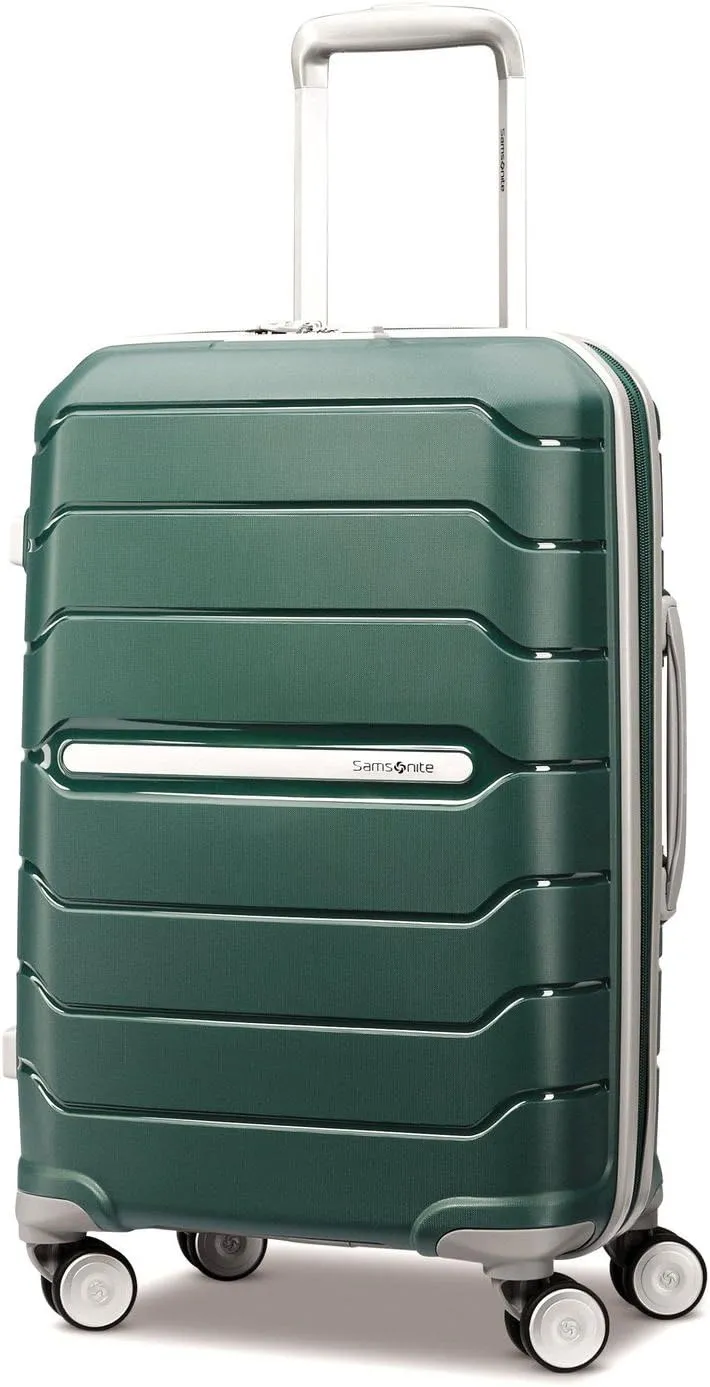 Samsonite Freeform Hardside Carry-On Luggage with Spinner Wheels - Hardshell Suitcase - TSA, Airline-Approved - Expandable Hard Shell, Smooth Rolling Wheels for Lightweight Travel - White/Grey