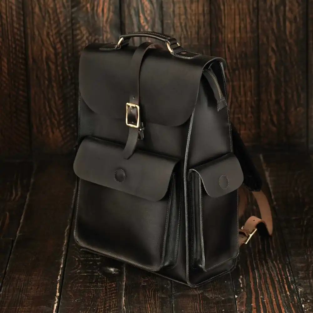 Utility Organized Leather Backpack