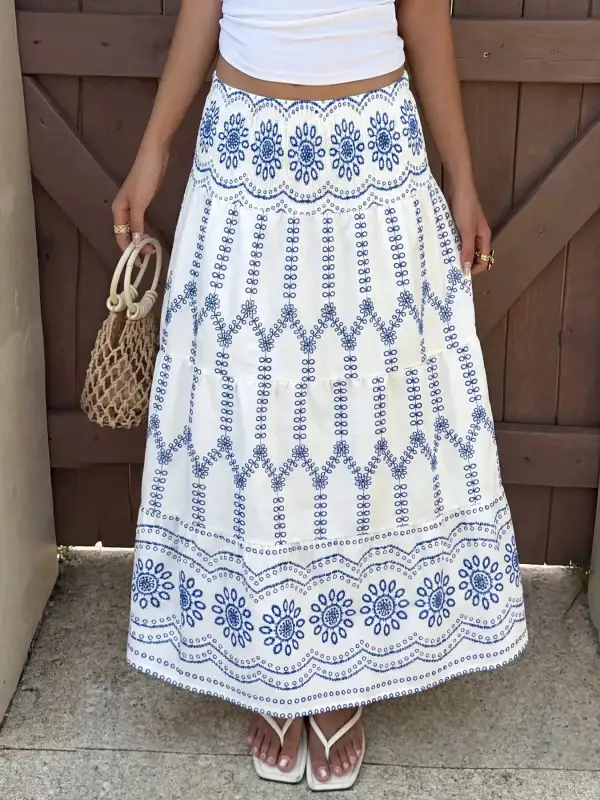 Classic Printed Tiered Maxi Skirt