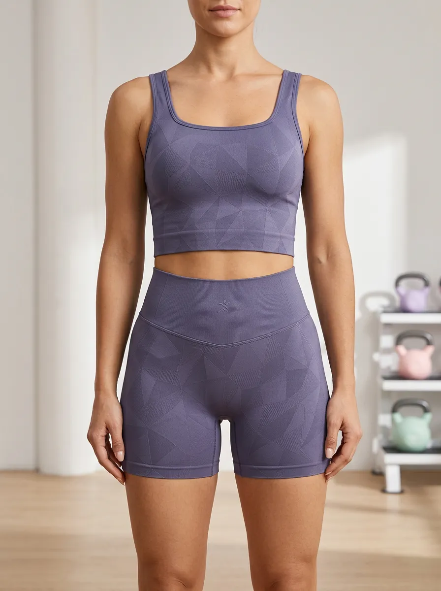 Contemporary Geometric Pattern Profile Women's Tank Top And Sports Shorts Set