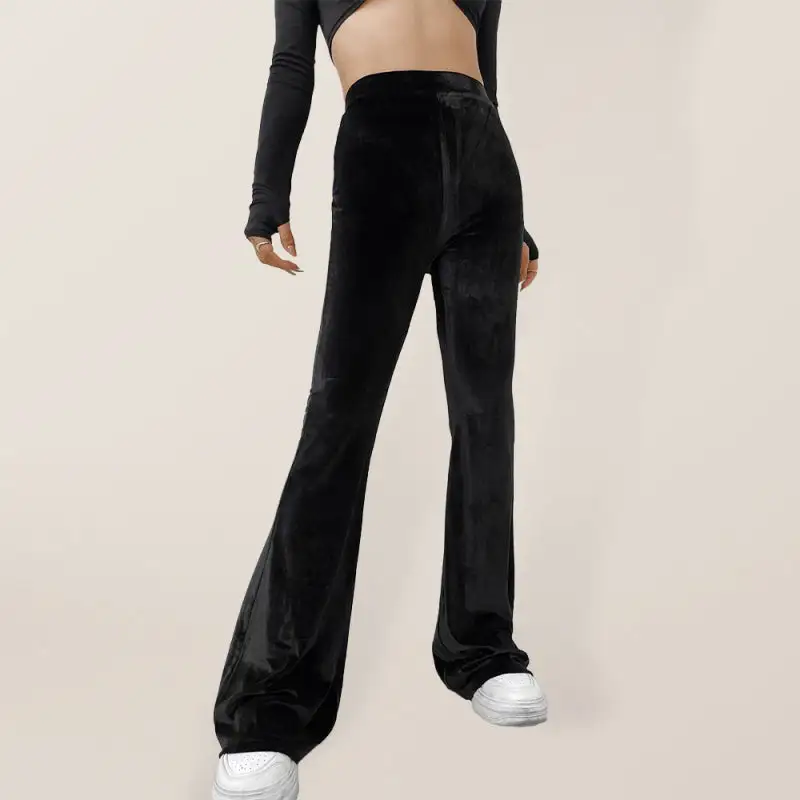 Velvet High Waist Flared Trousers Pants