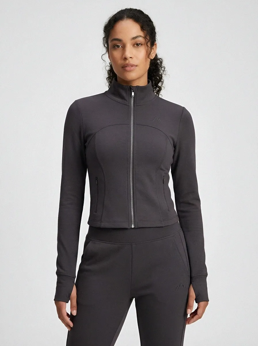 Women's Mountain Graphic Minimalist Blue Zip-up Tracksuit Set