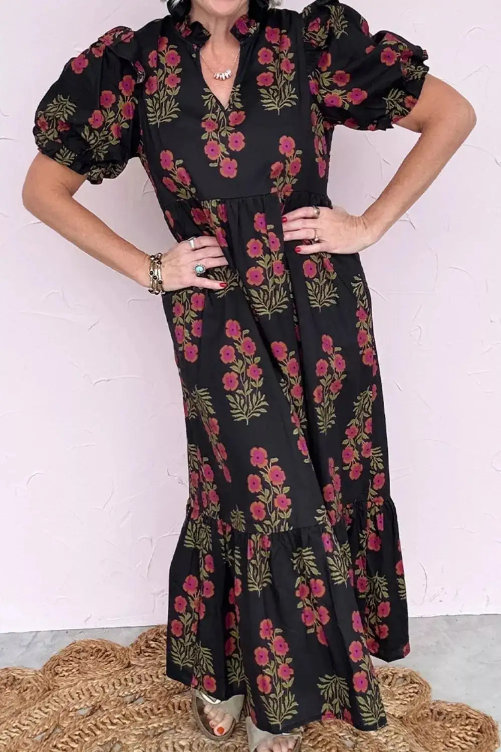 Floral Printed Tiered Maxi Dress