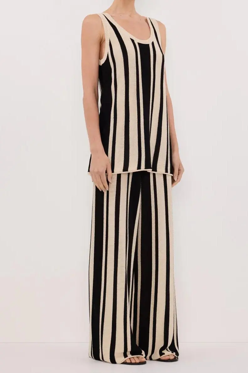 STRIPE WIDE LEG KNIT PANT