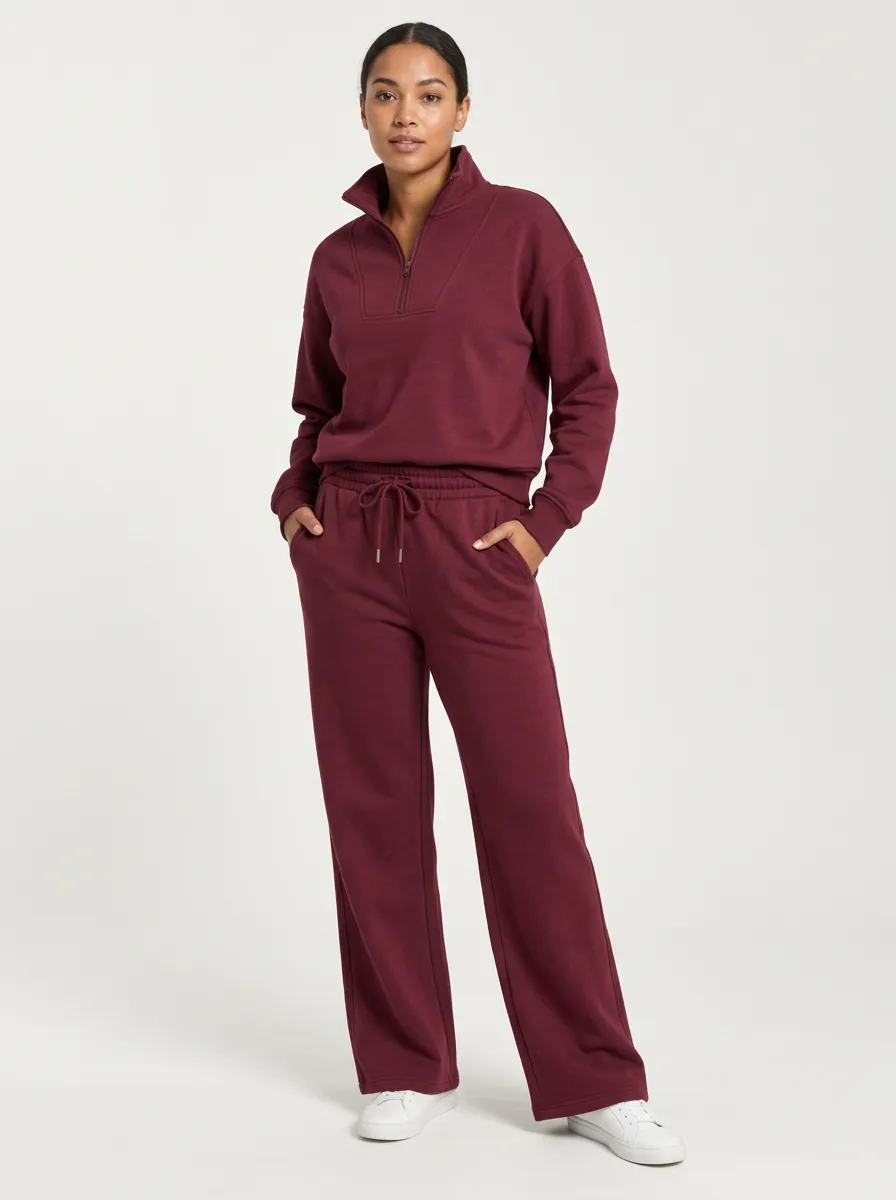 Women's Quarter Zip Sweatshirt Jogger Set