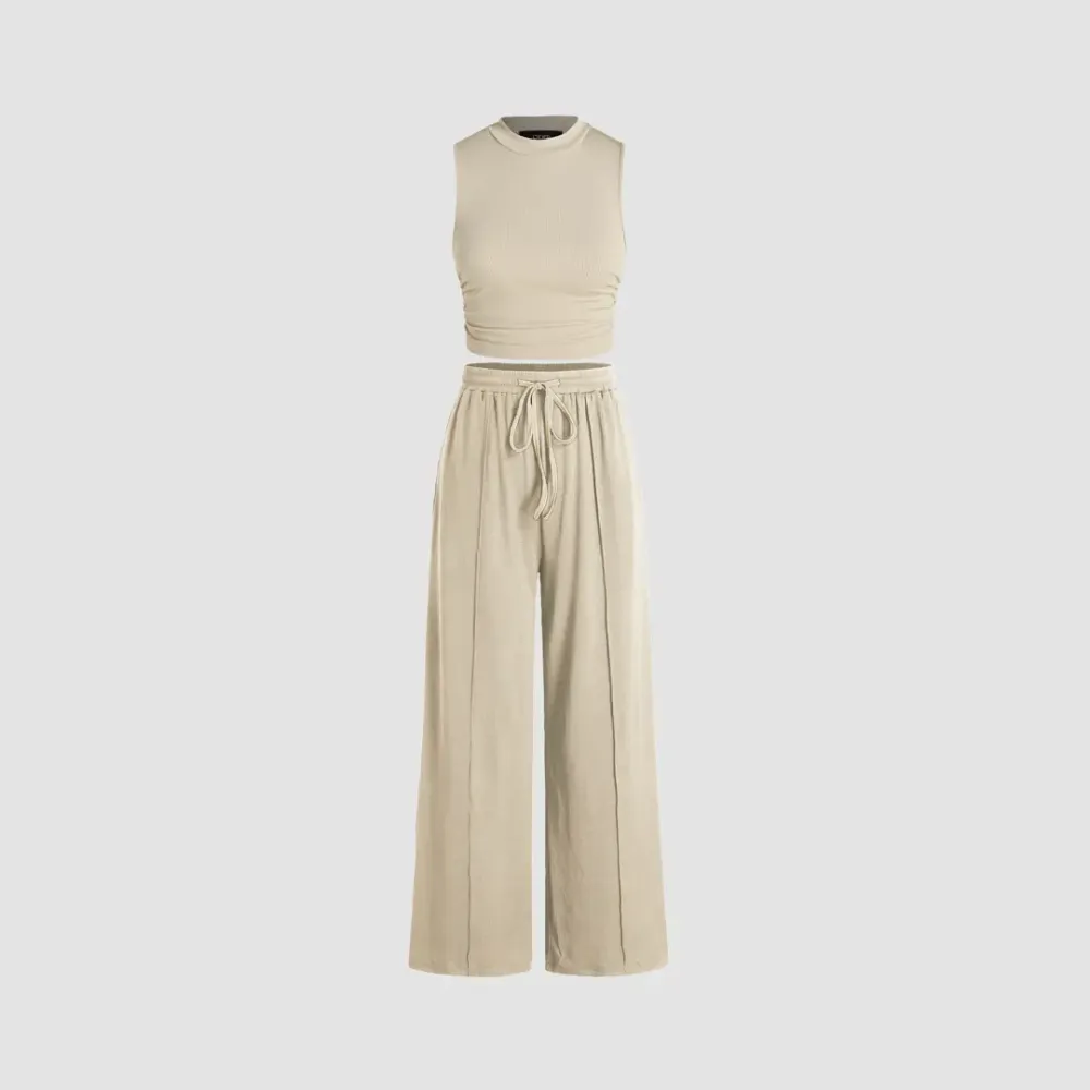Women's Casual Tank Top & Elastic Waist Pants Set