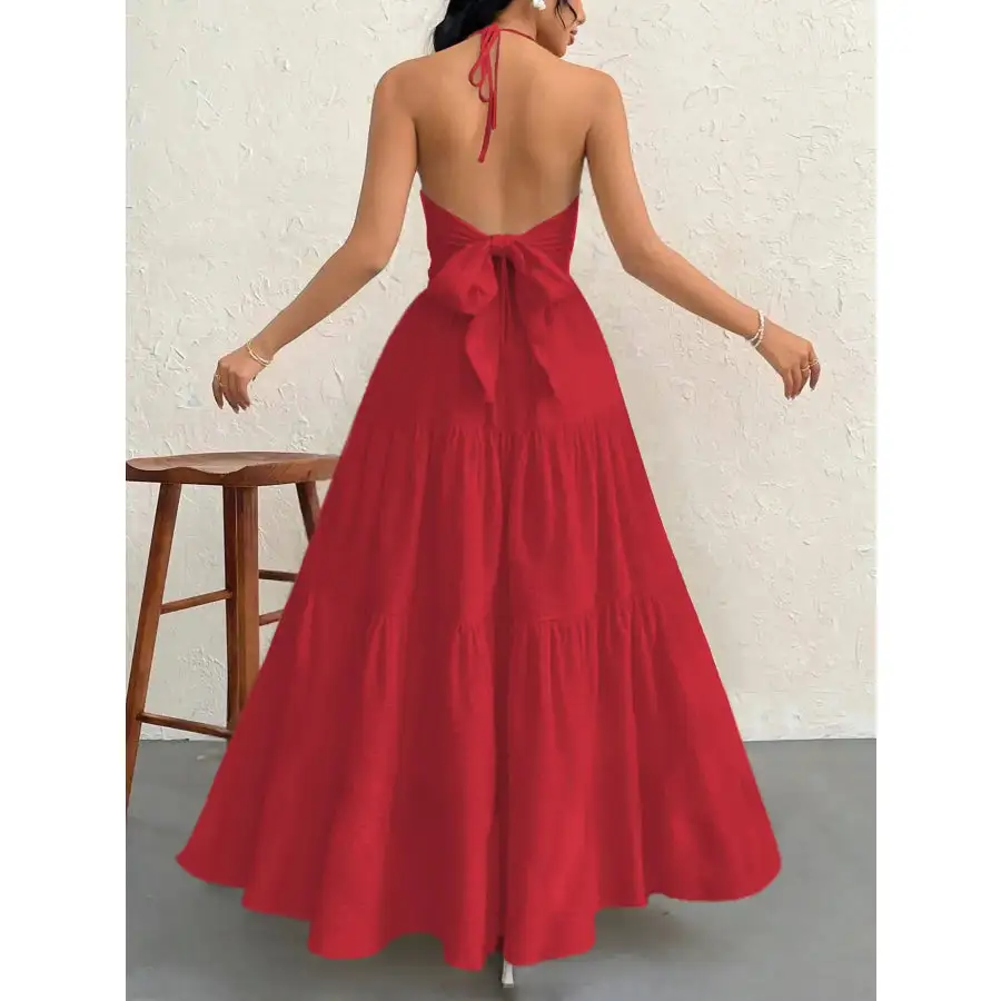 Halter Neck Tiered Maxi Dress