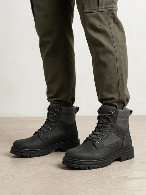 Men's Geometric Embossed Work Boots