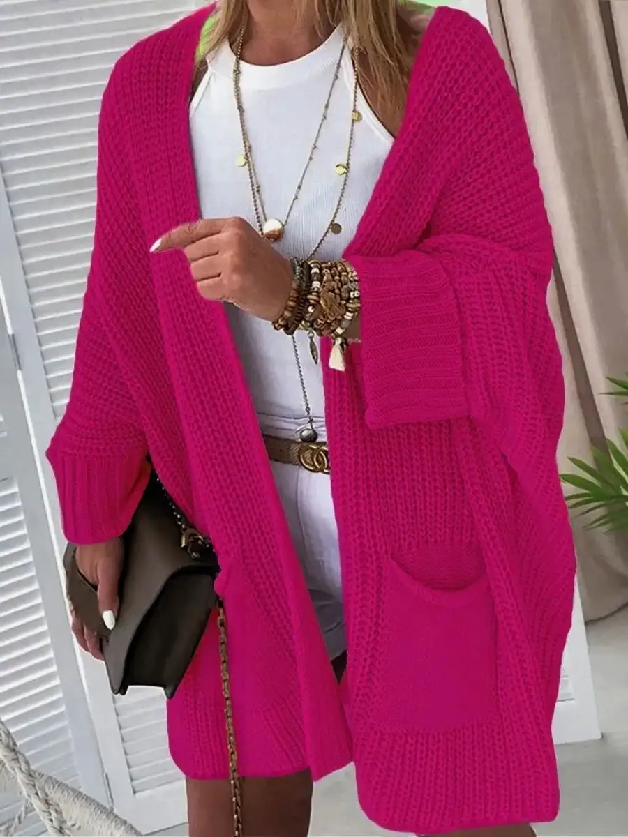 Oversized Hooded Midi-Knit Coat