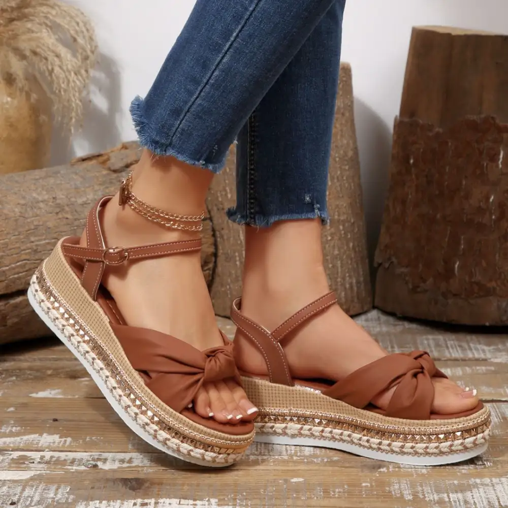 Bow Knot Platform Wedge Sandals