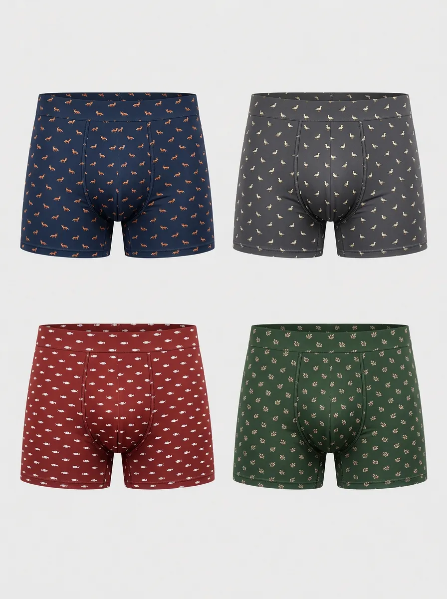 Men's Heritage Animal Nature Pattern Printed Boxer Briefs 4-Pack