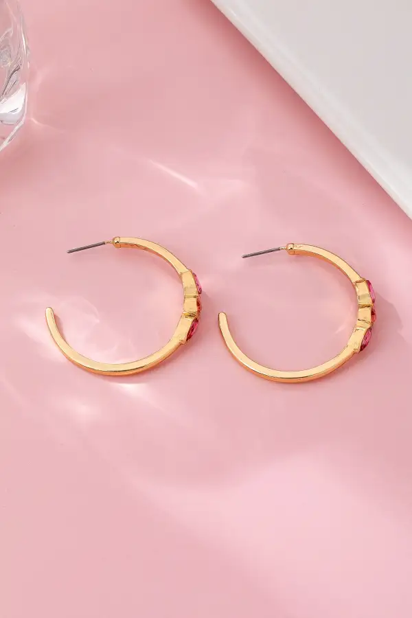 Fuchsia Marquise Crystal Hoop arrings