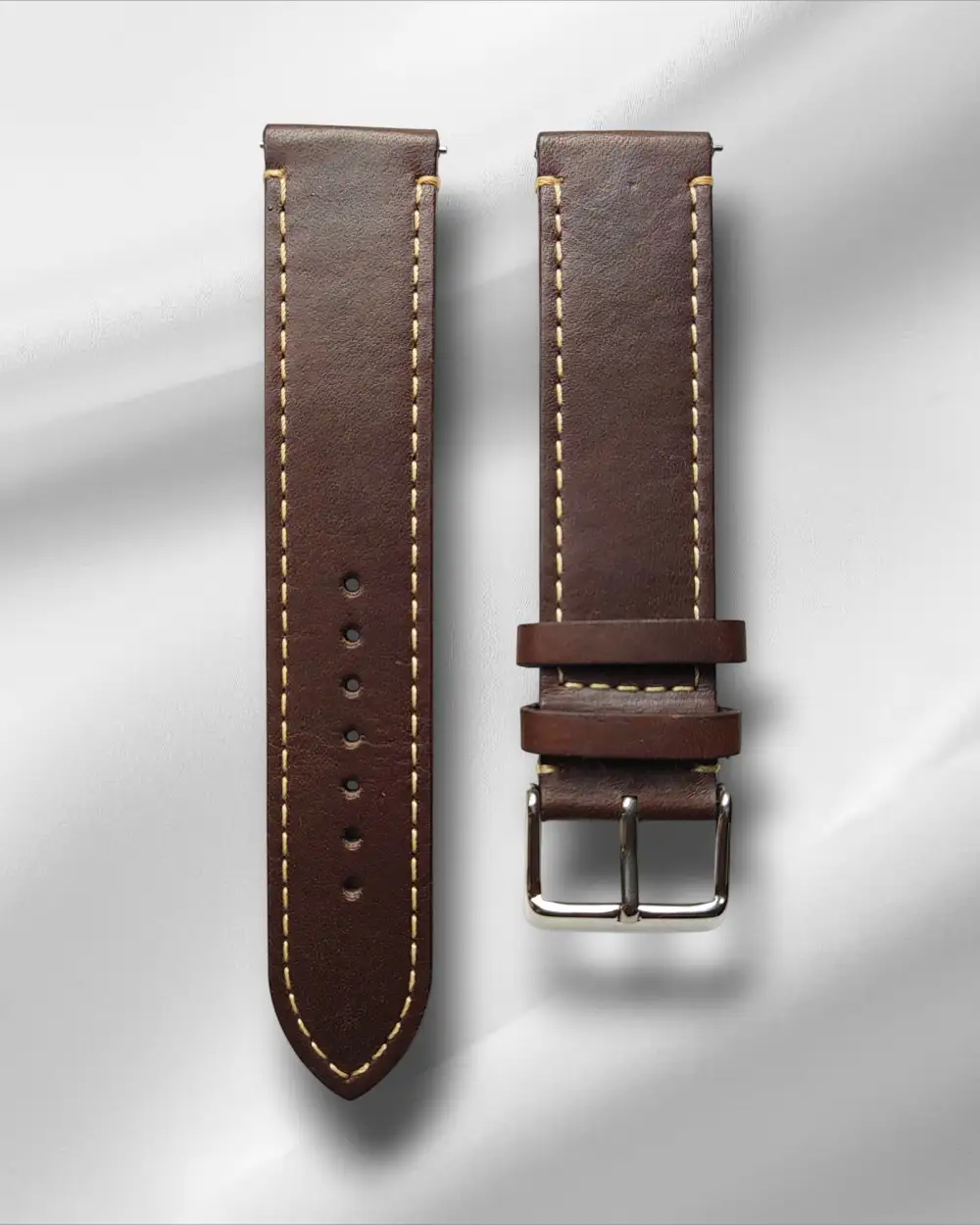Classic Quick Release Stitched Nubuck Leather Watch Strap