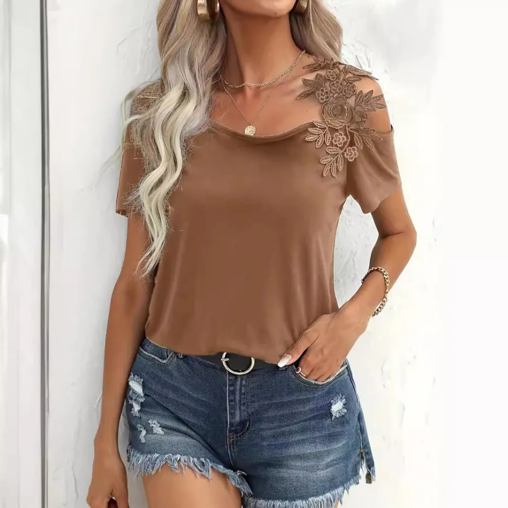Lace Trim Short Sleeve Tee