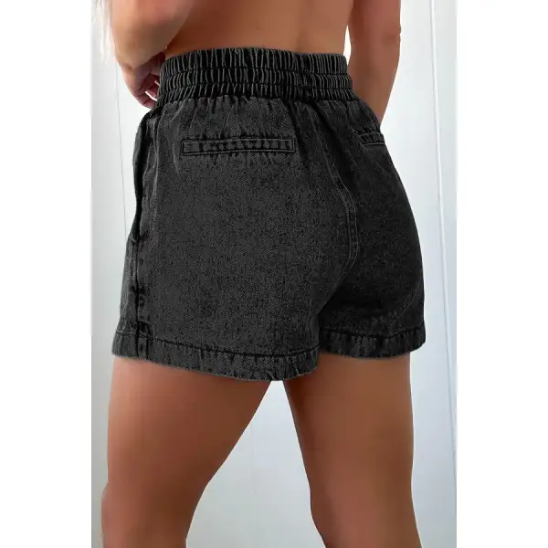 Drawstring High Waist Denim Shorts