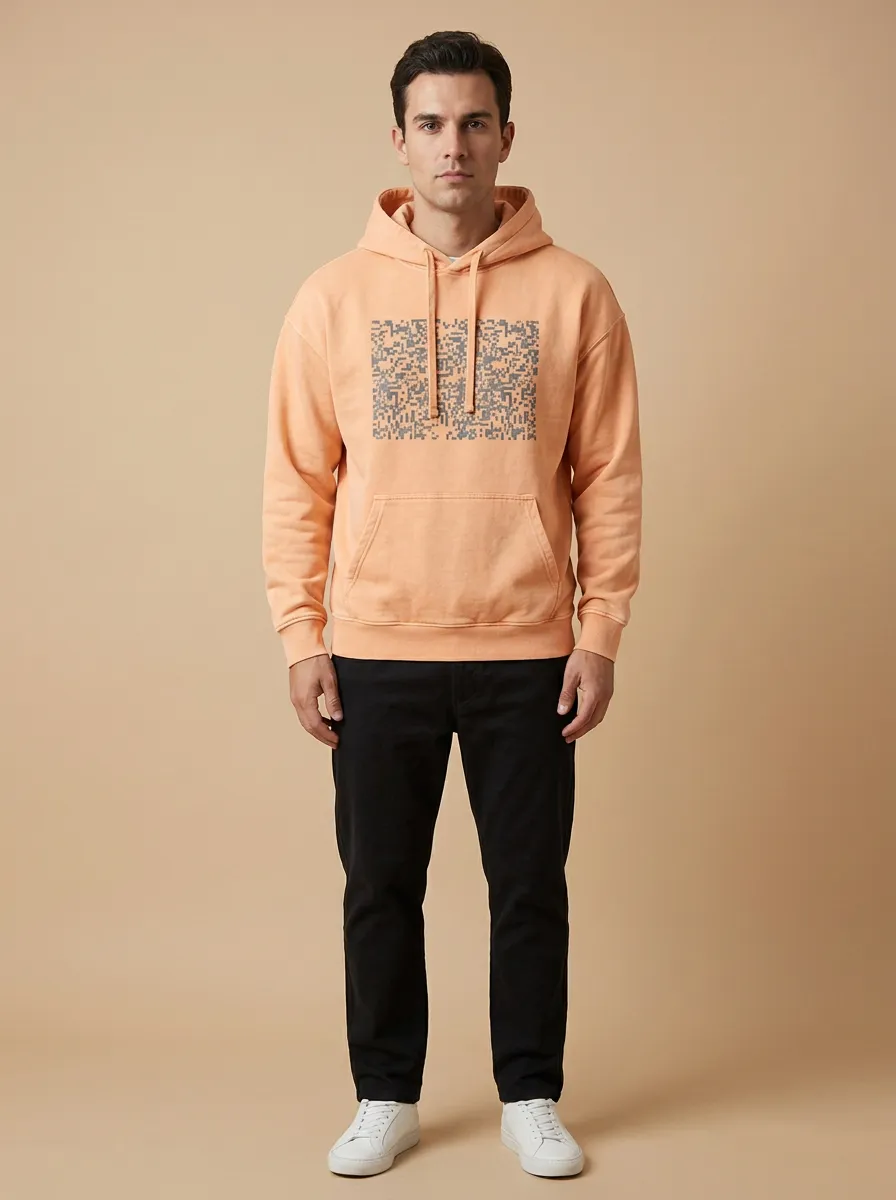 Men's Tech Style Pixel Art Pattern Print Hoodie