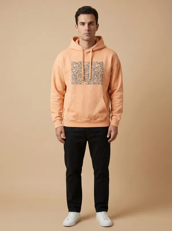 Men's Tech Style Pixel Art Pattern Print Hoodie