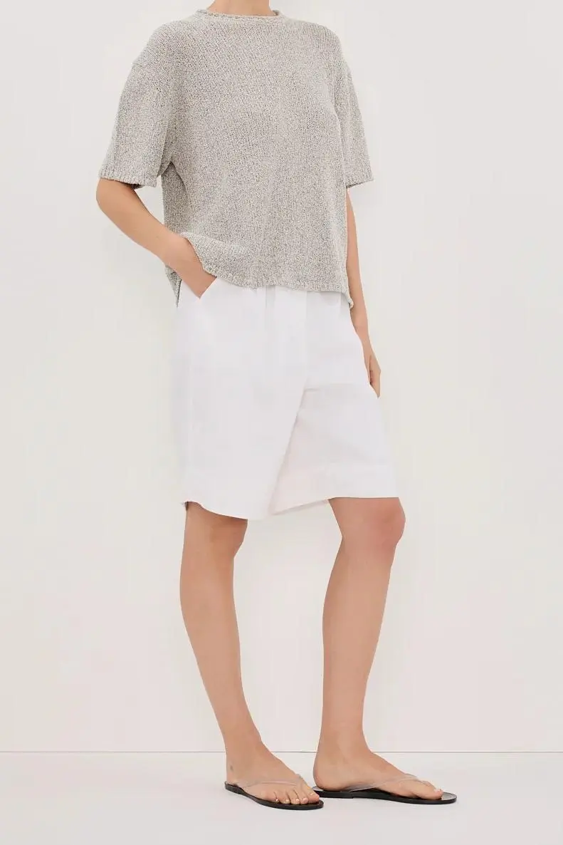 SILVER BOXY KNIT TEE