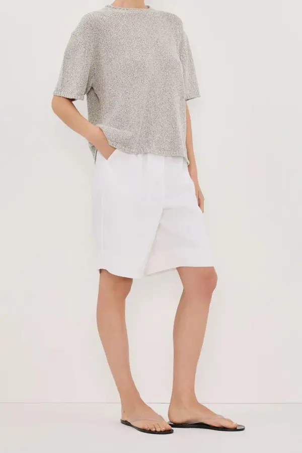 SILVER BOXY KNIT TEE