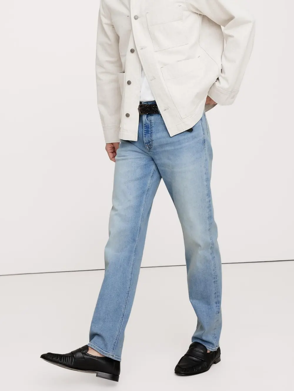 Men's Light Wash Straight Soft Cotton Jeans