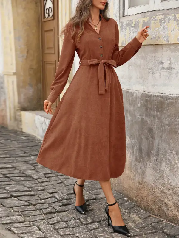 Elegant Long Sleeve Midi Dress